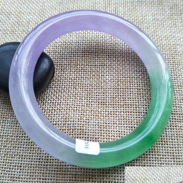 Conectores Certificado Grado A 100% Natural Lavanda Jadeíta Jade Pulsera Brazalete A077332P Entrega de gota Resultados de joyería Componentes DHSLP