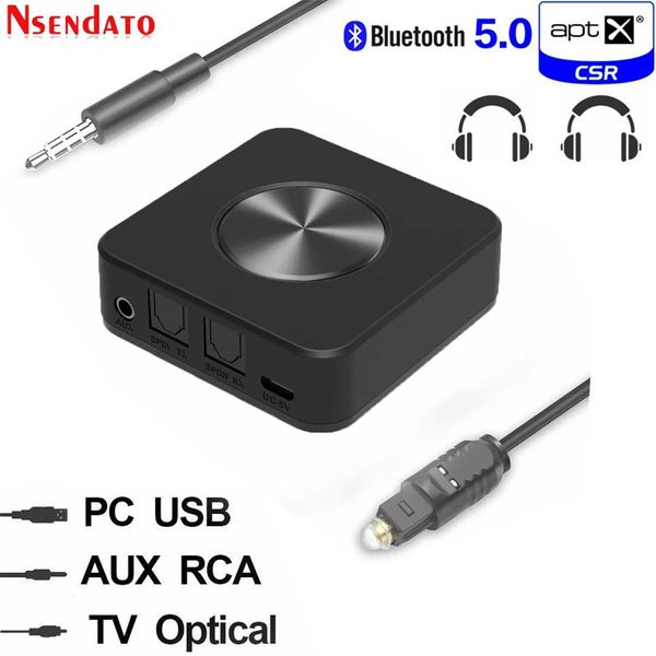 Connecteurs Dual Link Bluetooth 5.0 Émetteur Récepteur Csr8675 Aptx Hd Ll Adaptateur 3.5mm/spdif/Toslink optique numérique pour haut-parleur de voiture TV