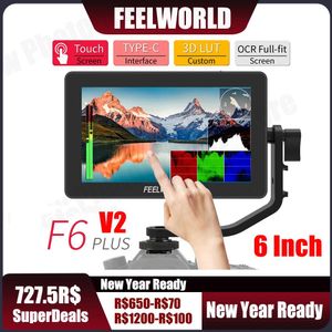 Connecteurs Feelworld F6 Plus V2 4k moniteur 6 pouces sur caméra Dslr moniteur de champ 3d Lut écran tactile Ips Fhd 1920x1080 caméra vidéo