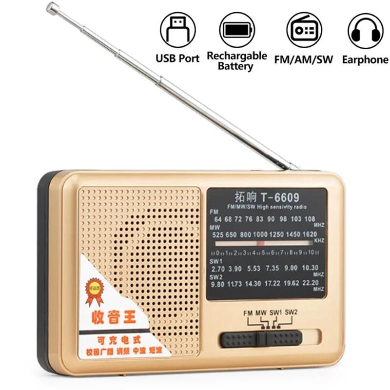 Connectors Fm/mw/sw Radio Mini Portable Full Band Receiver with 3.5mm Headphone Jack Telescopic Antenna High Fidelity Full Range Speaker