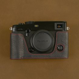 Conectores para fujifilm fuji xpro3 xpro3 cámara de cuero de cuero genuino bolsita de bolsas de bolsas de caza de carrocería de caja protectora base base