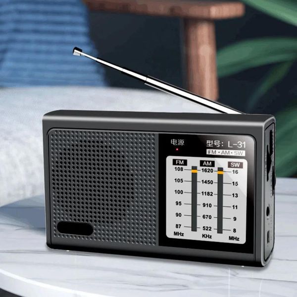 Connecteurs Radio pleine bande Portable Fm Am Sw Récepteur radio Haut-parleur rétro avec antenne rétractable Prise casque 3,5 mm rechargeable