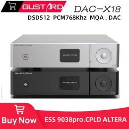Connecteurs Gustard X18 Decoder MQA ES9038Pro Bluetooth 5.0 XU216 Processeur LDAC PCM768KHZ DSD512 HighPerformance Digital Music Audio DAC