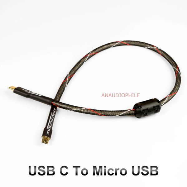 Connecteurs HIFI USB C vers Micro USB Cable Sliver plaqué USB Type C vers Micro USB Audio Data Cable 5n