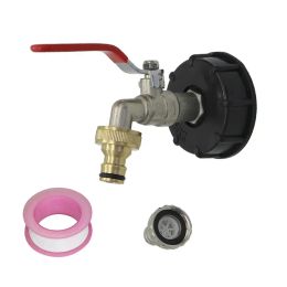 Connecteurs Adaptateur de réservoir IBC S60X6 au robinet en laiton de fer, vanne de remplacement 1/2 ", filetage grossier de 60 mm à 15 mm, connecteurs d'eau de jardin, adaptateur de vidange