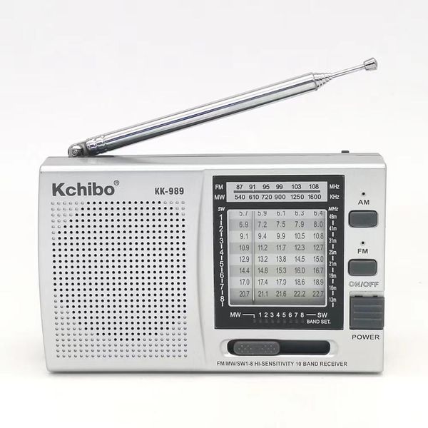 Connecteurs Kk989 Radio portable Fm Mw Sw Récepteur radio de poche 18 Fm Ondes moyennes Ondes courtes Réception 10 bandes avec haut-parleur Prise casque