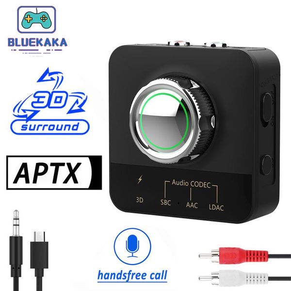 Conectores Ldac Receptor de Audio Bluetooth Sonido Envolvente Estéreo 3D con Micrófono Aptx/aac/sbc Codec 3.5mm Aux Rca Hires Music Adaptador Inalámbrico