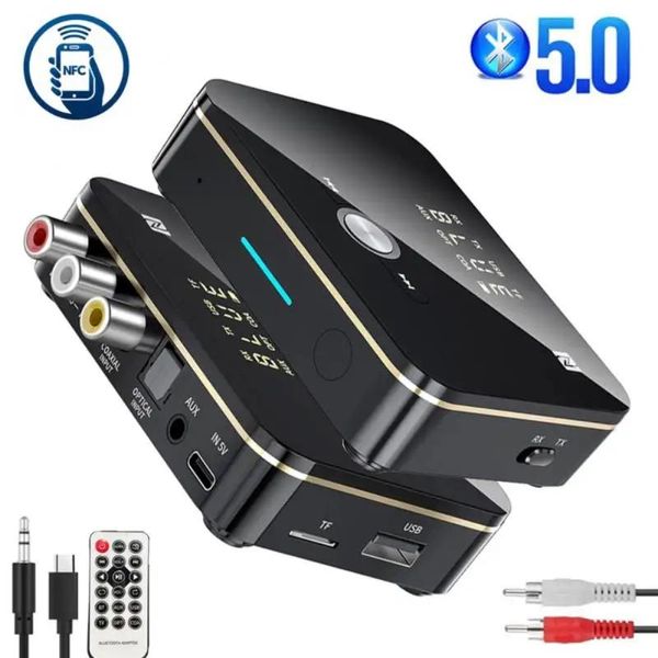 Connecteurs M8 Bluetoothcompatible 5.0 Récepteur émetteur audio 3,5 mm Aux USB Stéréo Musique Adaptateur audio sans fil NFC pour PC TV Haut-parleur