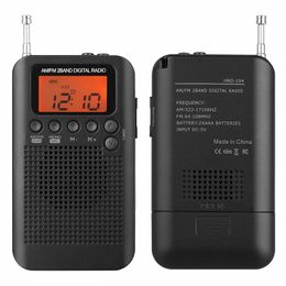 Connecteurs Mini Pocket Radio Telescopic Antenne Radio haut-parleur portable Portable AM ​​/ FM Radio Radio Stéréo Radios de récepteur numérique avec casque avec casque