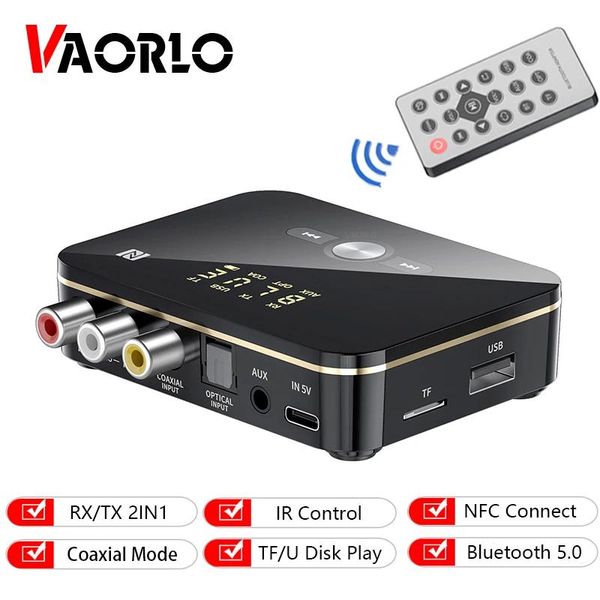 Connecteurs NFC 2 en 1 Récepteur Émetteur Adaptateur audio sans fil TF USB Play Entrée stéréo pour casque TV PC avec prise coaxiale Aux 3,5 mm