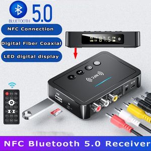 Connecteurs Nfc 5.0 Récepteur Bluetooth A2dp Aux Rca Fm Transimtter Entrée optique Adaptateur audio sans fil pour haut-parleur de voiture avec télécommande