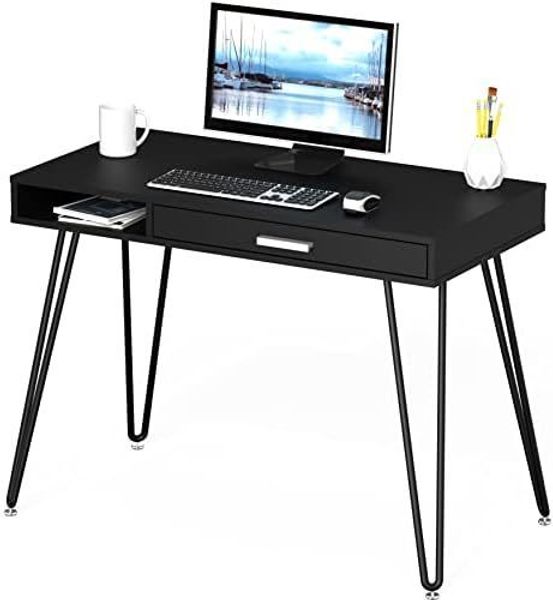 Connecteurs de bureau avec pieds en épingle à cheveux pour ordinateur de bureau, avec tiroir, blanc, 230906