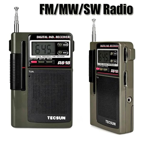 Connecteurs Radio portable pleine bande de poche Fm/mw/sw Récepteur radio Réveil avec affichage numérique LCD Prise en charge de la synchronisation des écouteurs Lecture