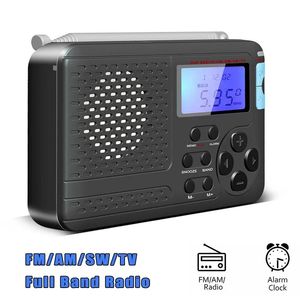 Connecteurs Portable Radio FM / AM / SW / TV Radio de bande complète avec un horloger de chronomètre Double canal Sortie
