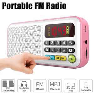 Connecteurs Portable Radio Mini FM Receiver Rechargeable Radio Mp3 Music Player avec affichage LED / Dual TF Tf Slot Slot Headphones Play