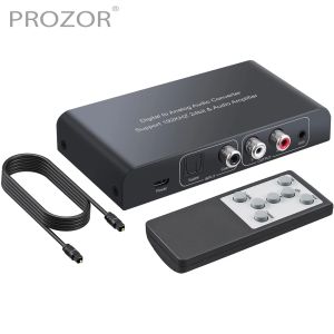 Connectors Prozor 192kHz DAC Digitale naar analoge audioconverter met IR Remote Control Optical Toslink Coaxiaal naar RCA 3,5 mm -aansluiting Adapter