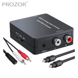 Conectores Prozor DAC de 192 kHz con DTS AC3 Decoder Digital a Analog Audio Converter óptico Coaxial 5.1CH a L/R 2.0CH Adaptador de audio analógico