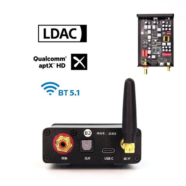 Conectores Qcc5125 Bluetooth 5.1 24bit/96k Receptor de audio digital Aptx Aptxhd Ldac Adaptador inalámbrico óptico coaxial de alta fidelidad