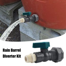 Conectores Kit de desviador de barril de lluvia, 150 PSI, grifo de barril de agua de PVC, válvula de bola de 3/4 accesorios para adaptador de grifo de jardín 10/20/50/100 Lite