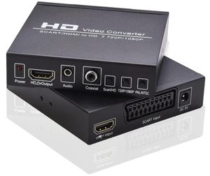 Connectoren Scart/HDMI naar HDMI Compatibel 720P 1080P HD Coaxia Audio Video Converter scart en HDMI 2-weg ingang Monitor Box Voor HDTV DVD STB