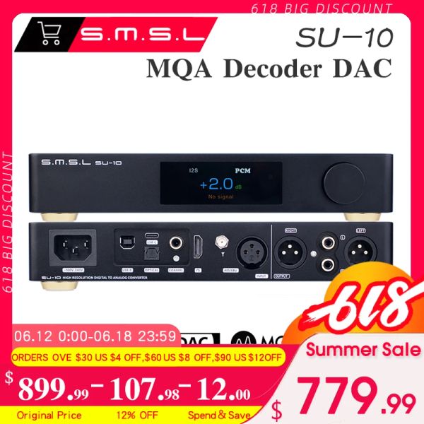 Connecteurs SMSL SU10 Digital Decoder DAC Audio HIFI ES9038PRO MQA USB MUSIC 32BIT 768KHz DSD512 Bluetooth à Anologe Converter SU10