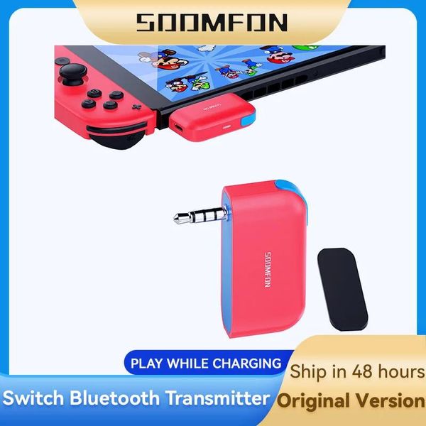 Conectores SOOMFON Transmisor de Audio Bluetooth Inalámbrico Jack de 3,5 mm Adaptador Auxiliar Accesorios para Nintendo Switch Lite PC Auriculares Bluetooth