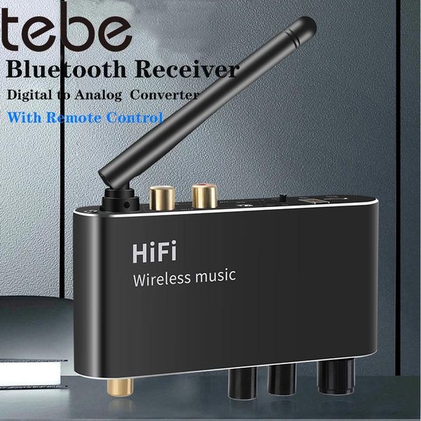 Connecteurs tebe Bluetooth 5.1 Récepteur Convertisseur audio numérique vers analogique Fibre optique coaxiale 3,5 mm Adaptateur sans fil Aux Prise en charge du disque USB