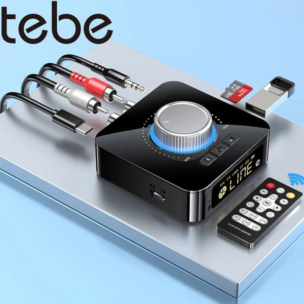 Connecteurs Tebe Digital Bluetooth 5.0 Récepteur Émetteur Adaptateur audio 3,5 mm Aux/rca Wtf/u Lecture de disque avec micro Écran LCD pour voiture TV