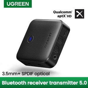 Connecteurs UGreen 2 en 1 Bluetooth 5.0 APTX HD Récepteur récepteur sans fil 3,5 mm AUX SPDIF OPTICAL APTX LL Adaptateur pour le système stéréo TV