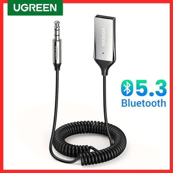 Conectores UGREEN Receptor de Audio Bluetooth Adaptador para Coche USB Inalámbrico para Coche USB a Jack de 3,5 mm Micrófono Manos Libres Bluetooth 5.3 para Accesorios para Coche