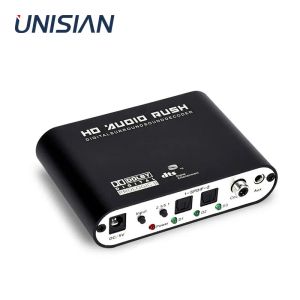 Connecteurs UniSian 5.1 Décodeur audio coaxial à fibre optique numérique 24BIT192KHz DTS DOLBY AC3 DAC pour stéréo 5.1 canaux amplificateurs
