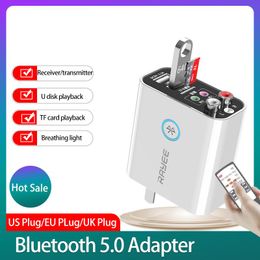 Разъемы Us/eu Plug Bluetooth-адаптер Aux Bluetooth V5.0 Приемник Аудио передатчик U Диск/tf-карта Playbac для 3,5 мм Компьютерный ТВ-адаптер