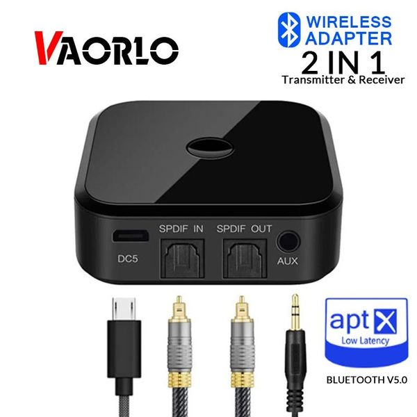 Conectores Vaorlo APTX HD Inaldo de audio inalámbrico Receptor Bluetooth 5.0 Adaptador inalámbrico de 3.5 mm Fibra óptica SPDIF para TV auriculares PC