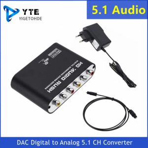 Connectoren YigetoHde AC3 Audio Digitaal naar analoog 5.1 kanaal stereo DAC Converter Optische SPDIF Coaxiale aux 3,5 mm tot 6RCA -decoderversterker