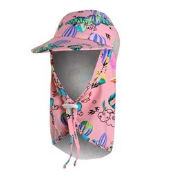 Connectyle Boys Kids Cute Sun Protection Hat With Coun Vaps Girls Fonds Dry Beach Play Play Summer Swim 240430