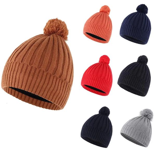 Connectyle Gorro de invierno clásico con orejeras de punto suave y cálido con pompón para niños pequeños y niñas 240309