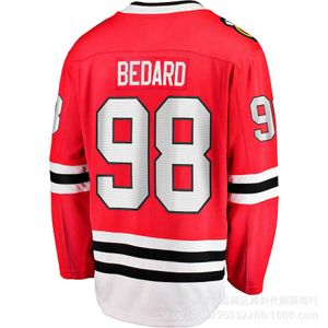 Connor Bedard 98# Maillot de joueur domicile et extérieur des Blackhawks de Chicago - rouge blanc