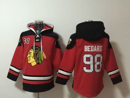Connor Bedard Blackhawks Old Time Hockey Jerseys Chicago Hoodie Pullover Sports Sweatshirts Winter Jacket Black Red Size S-XXXL