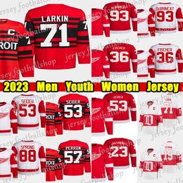 # 71 Dylan Larkin Reverse Retro hockey jersey # 93 Alex DeBrincat Moritz Seider David Perron Gordie Howe Pavel Datsyuk Steve Yzerman Fischer Lucas Raymond maillots