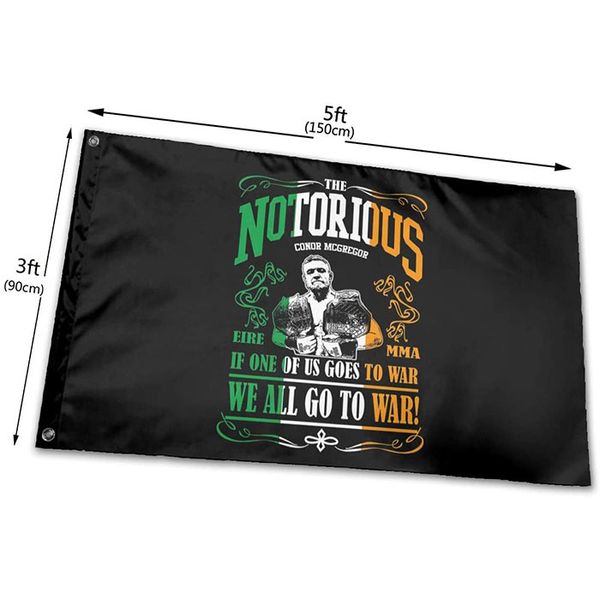 Conor McGregor 'Notorious' Drapeau 90x150cm 100D Polyester Sports Extérieur ou Intérieur Club Impression numérique Bannière et Drapeaux Vente en gros