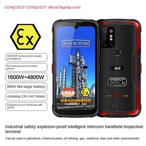 CONQUEST Conquista el teléfono móvil S20 5G a prueba de explosiones, intercomunicador inteligente de tres defensas para productos químicos y petróleo, visión nocturna por infrarrojos