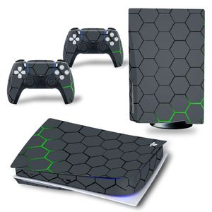 Décorations de console pour PS5 Disk Edition Housse autocollante en fibre de carbone et 2 contrôleurs 230327