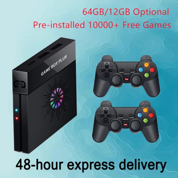 Consolas 10000 juegos gratis X6 Magic Box Super Game Box Plus 4K TV Consola de videojuegos 64GB 128GB para psp/ps1/mame con 2 gamepads inalámbricos