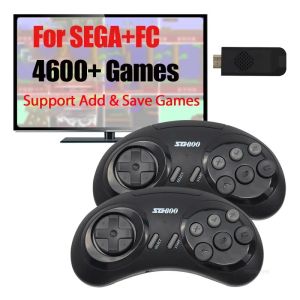 Consoles 16 Bit MD Retro Video Game Console Voor Sega Genesis 4K Game Stick Ingebouwde 4600+ Games Draadloze Controller Gamepad Game Player