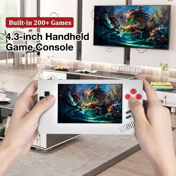 Consoles 4.3 pouces AV Sortie 8 bits Pocket Ecoutphone Jack Handheld TV Video Game Console (Builtin 200+ Classic Retro Games)