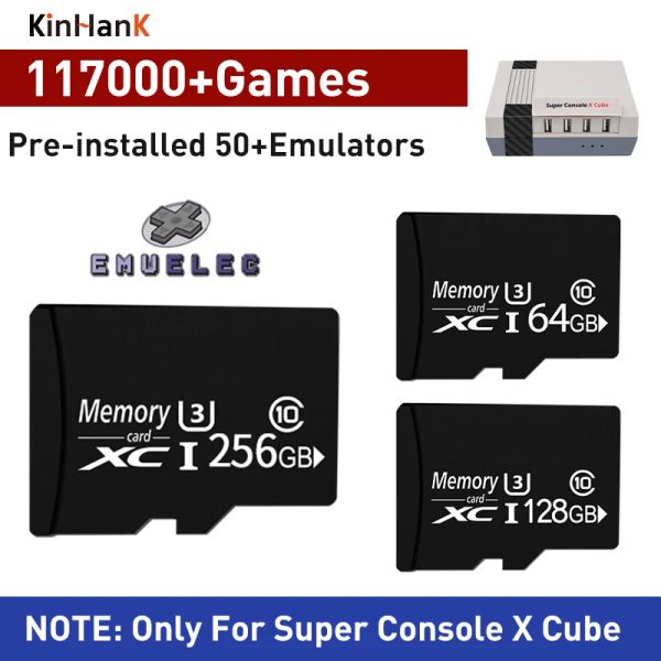 Consoles 64G/128G/256G carte de jeu pour Super Console X CUBE Console de jeu vidéo 50 + émulateurs avec 117000 + Gmes pour PS1/PSP/DC/MAME/NES/N64