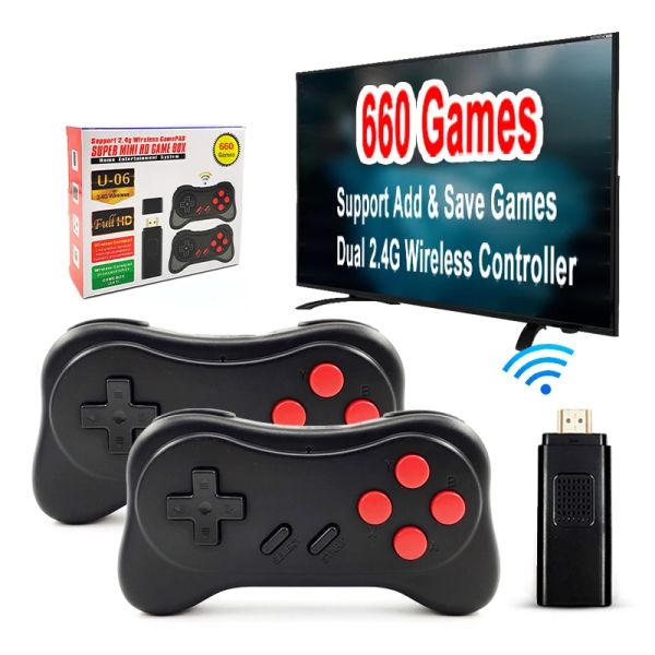 Consolas 660 juegos 8 bits Game Stick TV Videojuego Consola HD Mini Game Box 2.4G Controlador inalámbrico para NES