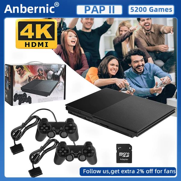 Consoles Anbernic PAP II 4K / HDMICOMPATIBLE FAMILLE VIDEO GAME Console construit en 5200 Nostalgic Classic Games Plug and Play for Kids Gift