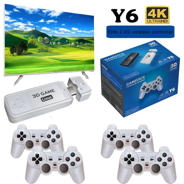 Consolas Consola de juegos retro BOYHOM Y6 4K 60fps Salida HDMI Baja latencia GD10 TV Game Stick Consola de juegos portátil con doble mango para GBA