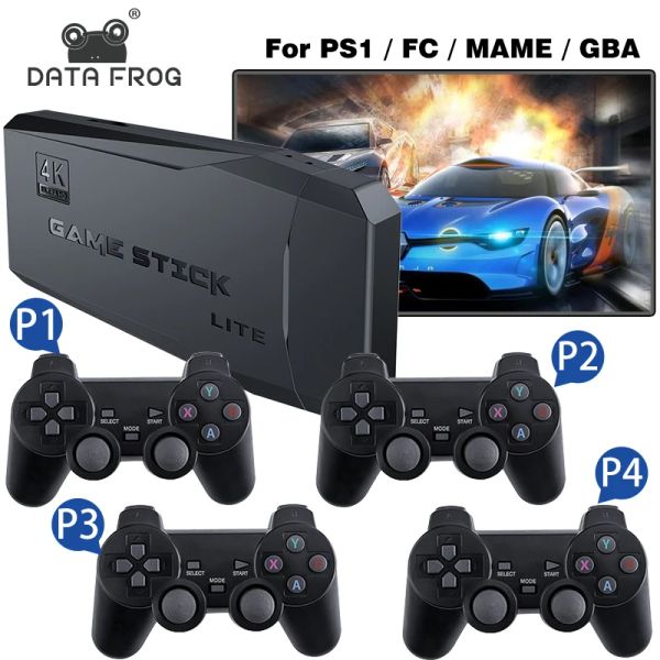 Consoles Data Frog Console de jeu vidéo intégrée à 10 000 jeux TV rétro pour Ps1/gba Portable 2,4 g sans fil Stick 4 K Prise en charge de la sortie TV HD